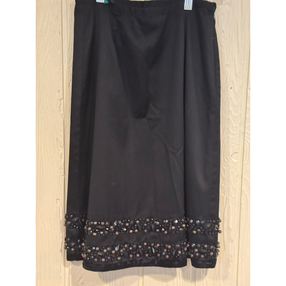 Women's Boden Black Beaded Midi Skirt, 8R